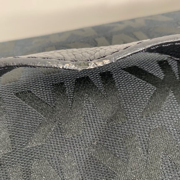 Michael Kors Black Canvas/Leather Gansevoort Shoulder Handbag + Gold Hardware - Picture 9 of 16